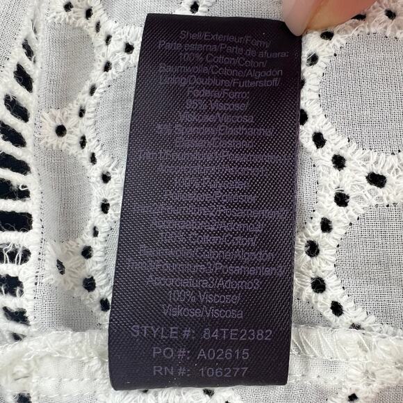 HALE BOB Eyelet Blouse Top White Cotton Split Neckline Long Sleeves Size L Large - Picture 10 of 10